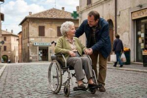 lavoratore accudisce anziana madre che ha la 104