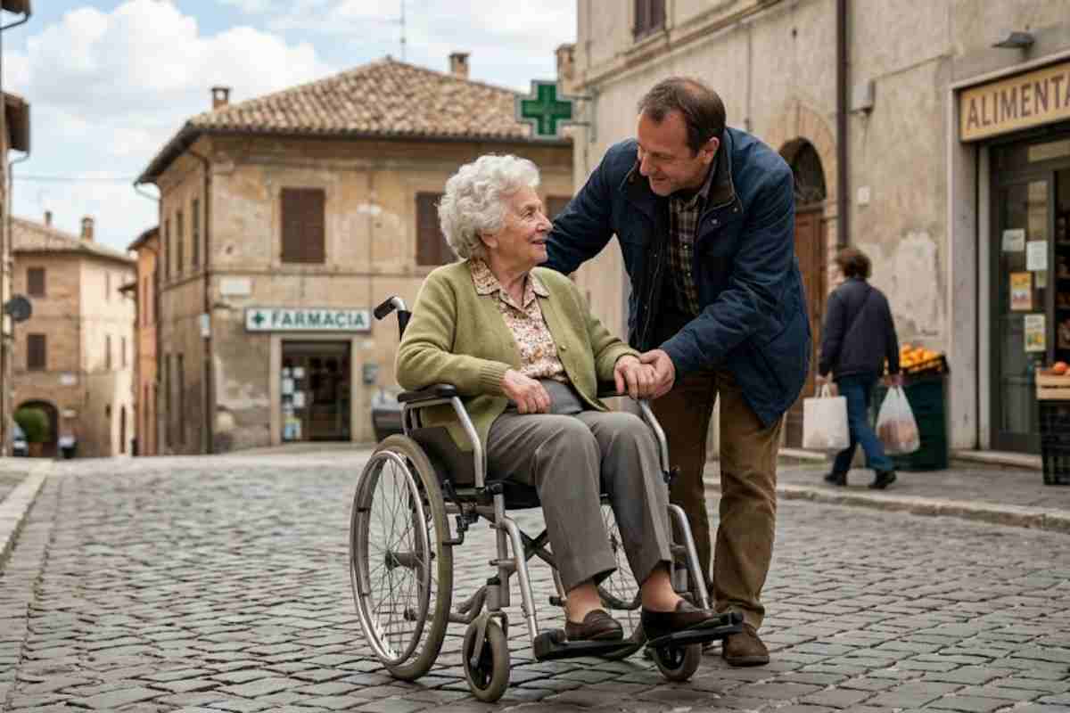 lavoratore accudisce anziana madre che ha la 104